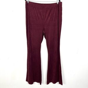 Forever21+ Faux Suede Pants Flared Leggings Soft Stretch Burgundy Pull On 3X